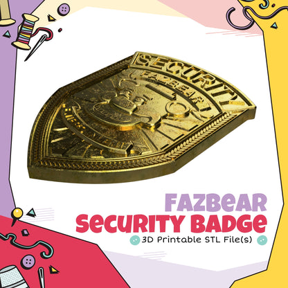 Fazbear Security Badge Cosplay 3D Print STL (Digital Download)