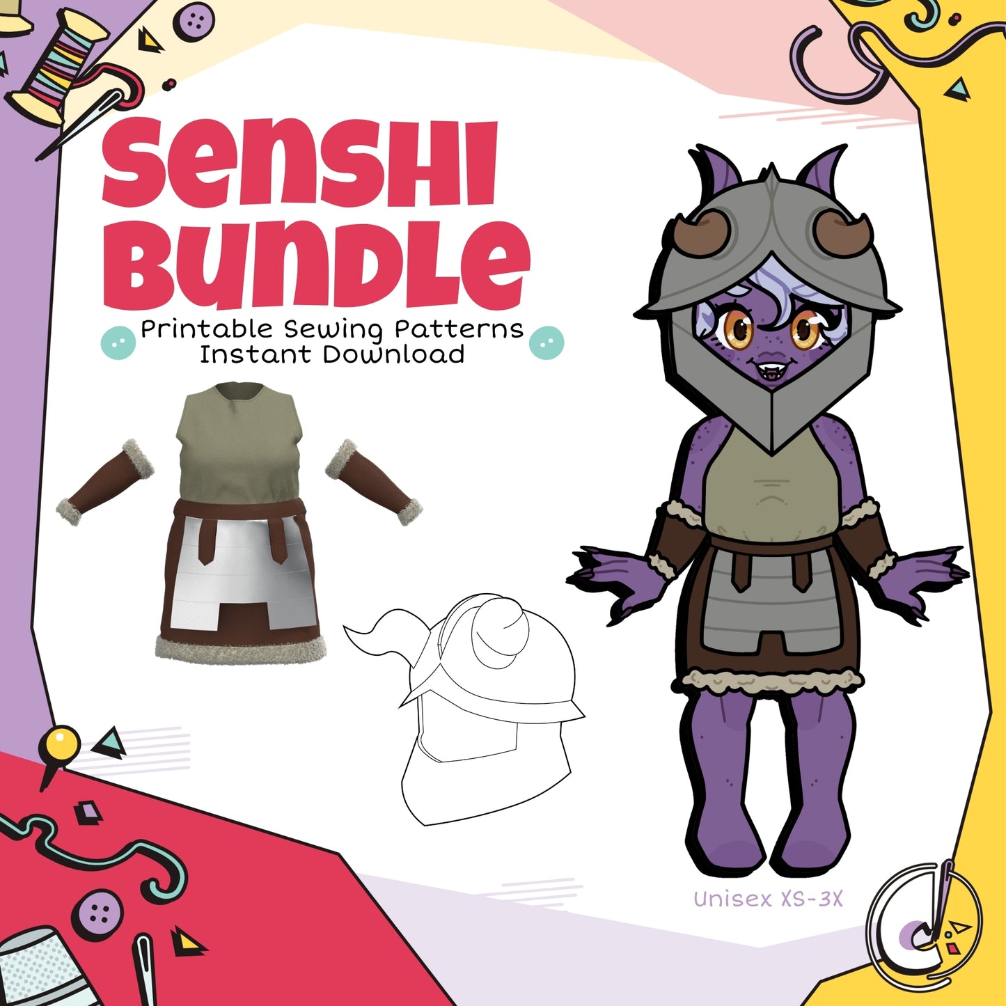 Senshi Costume and Helmet Cosplay Sewing Pattern Bundle (Digital Download)