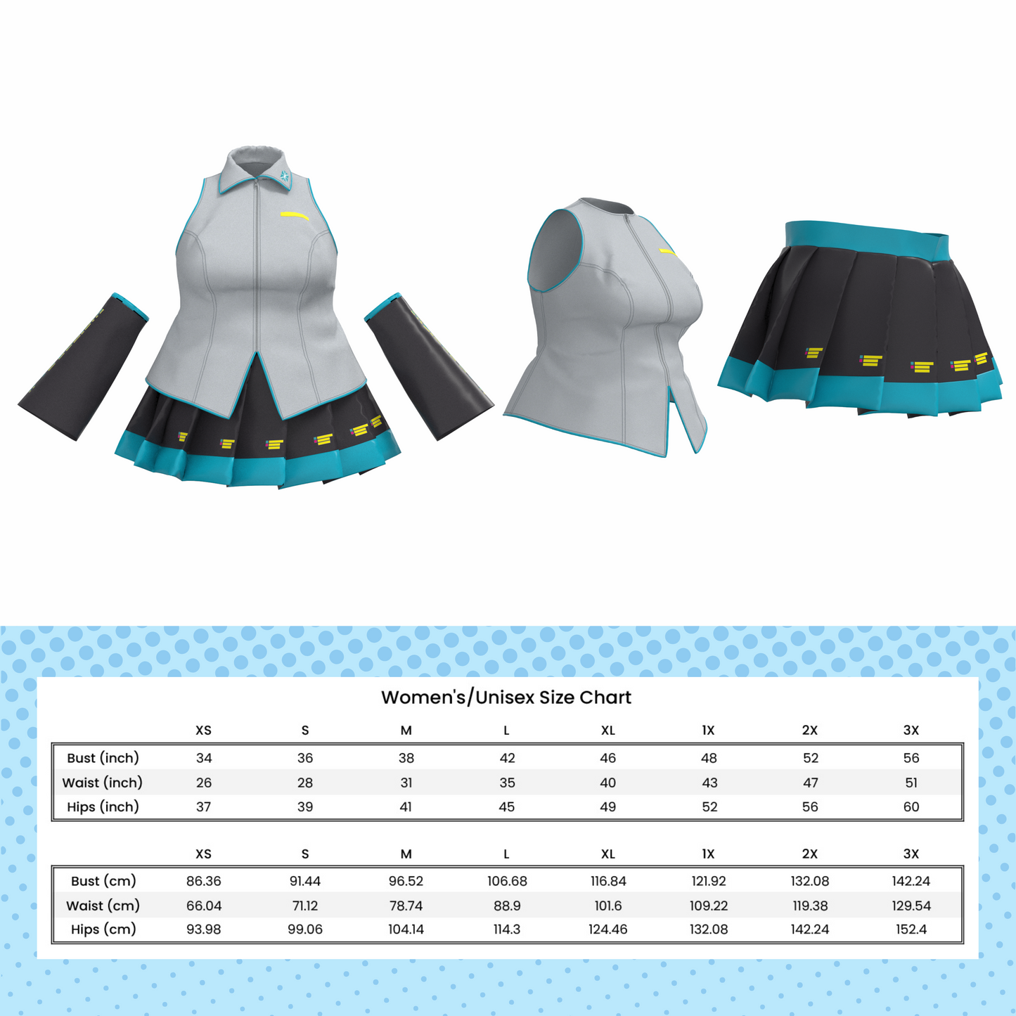 Hatsune Miku Vest, Skirt, Sleeves PDF Cosplay Pattern | Vocaloid Inspired Printable Costume Pattern