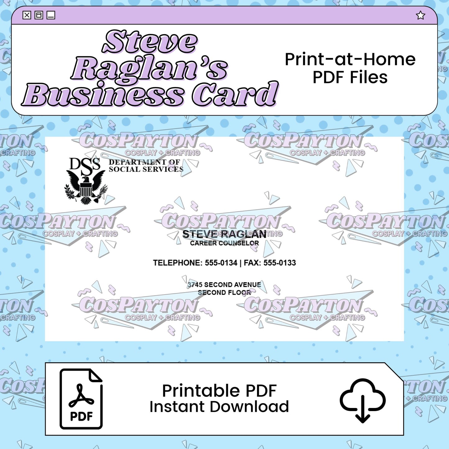 Steve Raglan/William Afton Business Card Printable Template Inspired by Five Nights at Freddy's | PNG SVG Available