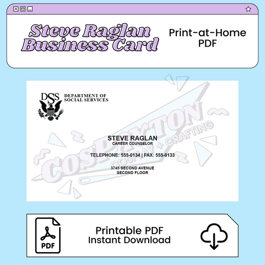 Steve Raglan Business Card Inspired by Five Nights at Freddy's SVG PNG | Instant Download Digital Files for Cosplay