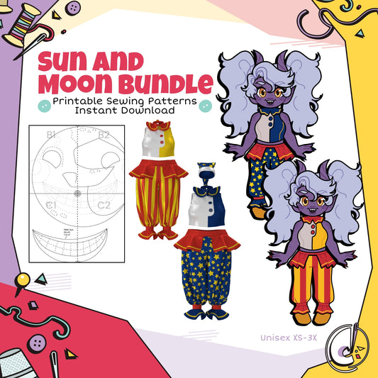 Sun and Moon Costume and Mask Cosplay Sewing Pattern Bundle (Digital Download)