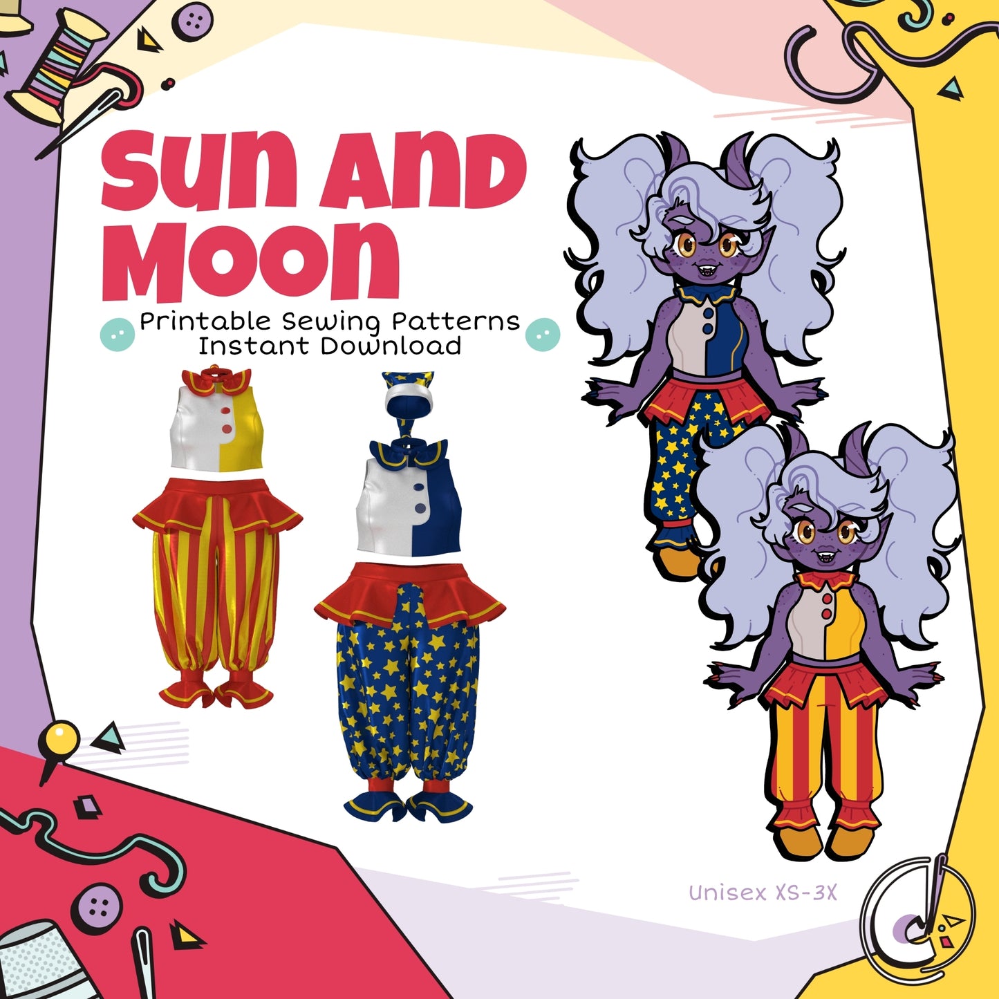Sun and Moon Costume Cosplay Sewing Pattern (Digital Download)