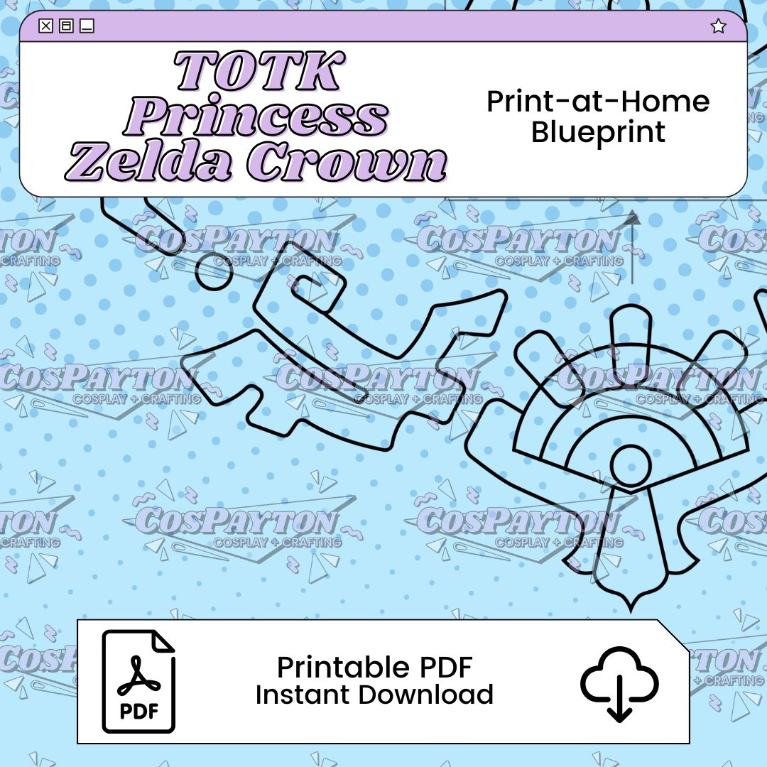 Princess Zelda's Zonai Crown Cosplay Blueprint | Tearful Kingdom Inspired Printable PDF