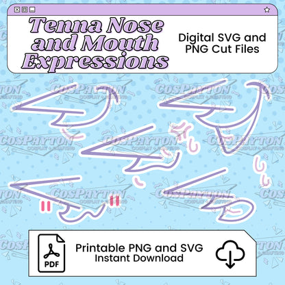 Tenna Nose and Mouth Expressions Printable Cosplay Template Inspired by Deltarune | PNG SVG Available