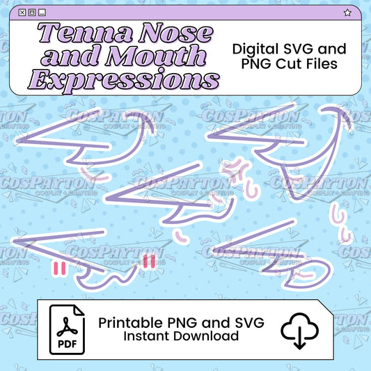 Tenna Nose and Mouth Expressions Printable Cosplay Template Inspired by Deltarune | PNG SVG Available