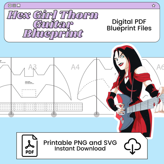 Hex Girl Thorn Guitar Printable Cosplay Blueprint | Inspired by Scooby Doo