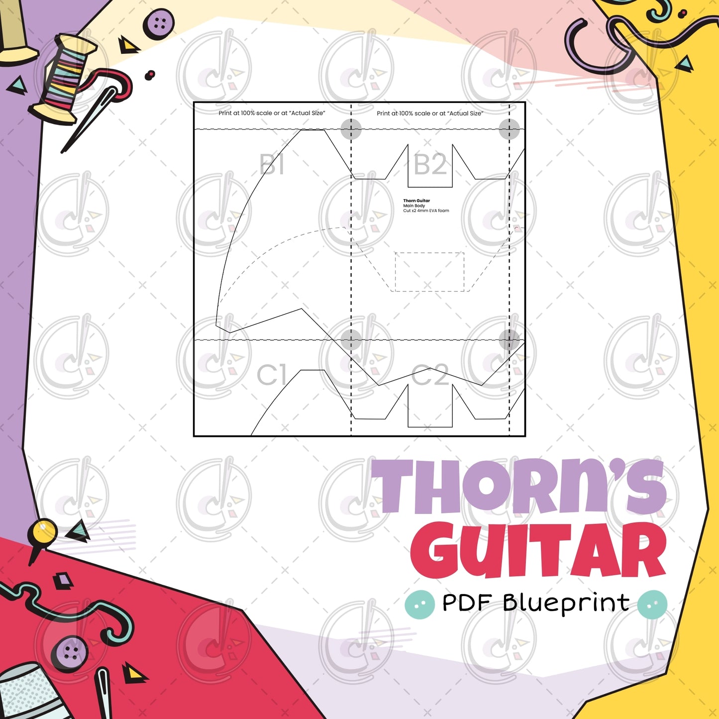 Thorn's Hex Girl Guitar Cosplay Blueprint (Digital Download)