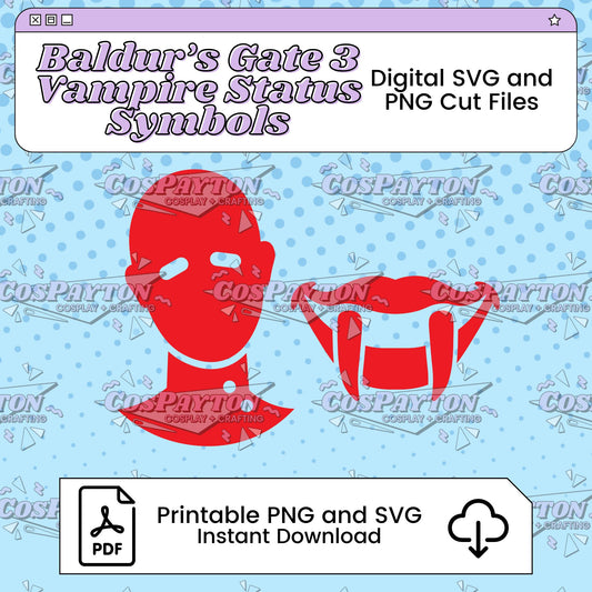 Vampire Bloodless and Happy Symbols Printable Template Inspired by Baldur's Gate 3 | PNG SVG Available
