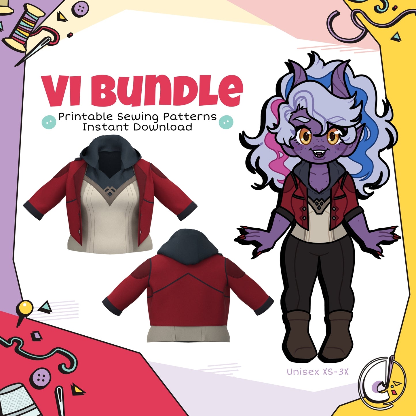 Vi Jacket and Shirts Cosplay Sewing Pattern Bundle (Digital Download)