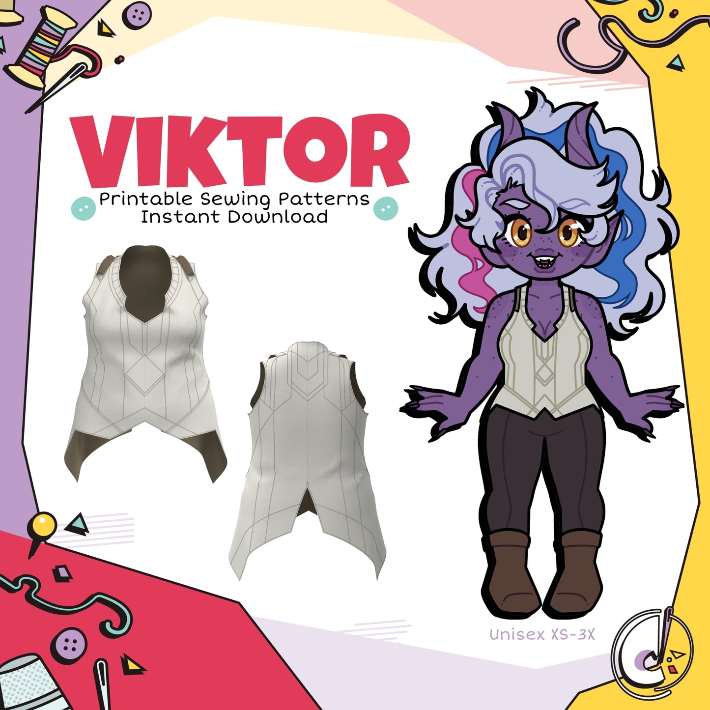 Viktor Vest Cosplay Sewing Pattern (Digital Download)