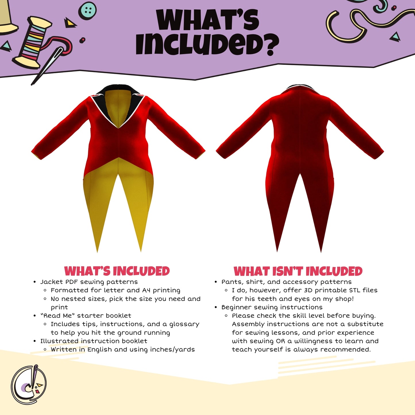 Caine Jacket Cosplay Sewing Pattern (Digital Download)