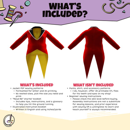 Caine Jacket Cosplay Sewing Pattern (Digital Download)