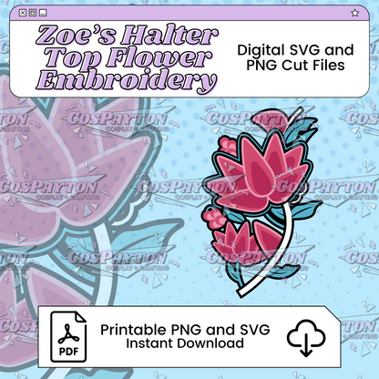 Zoe's Halter Top Flower Embroidery Cosplay Template Inspired by KPop Demon Hunters Huntrix | PNG SVG Available