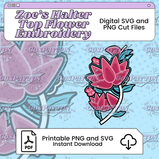 Zoe's Halter Top Flower Embroidery Cosplay Template Inspired by KPop Demon Hunters Huntrix | PNG SVG Available